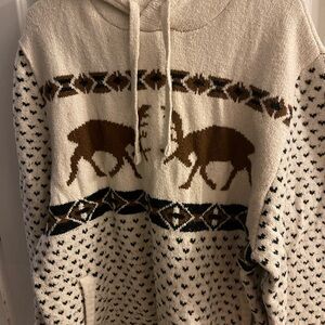 American Eagle Outfitters Cream and Brown Sweater